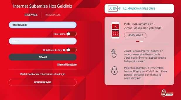 Ziraat Bankası İnternet Şubesi Şifre Alma Görseli ziraat bankası internet şubesi şifre alma