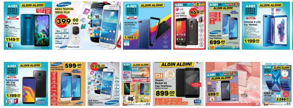 A101 telefon markaları ve fiyat listesi