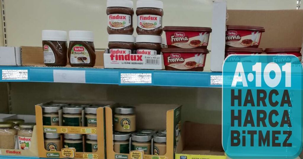 A101 fıstık ezmesi reyonunda Gold marka